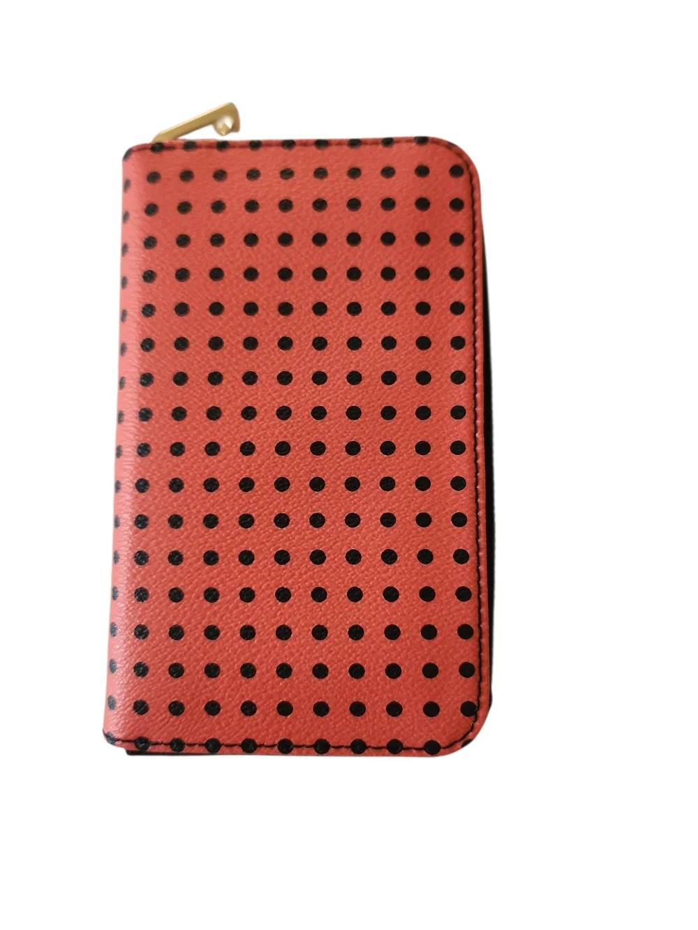 NWT Fossil Watermelon Pink/Lipstick Sydney Polka Dot Zip Around Leather Wallet